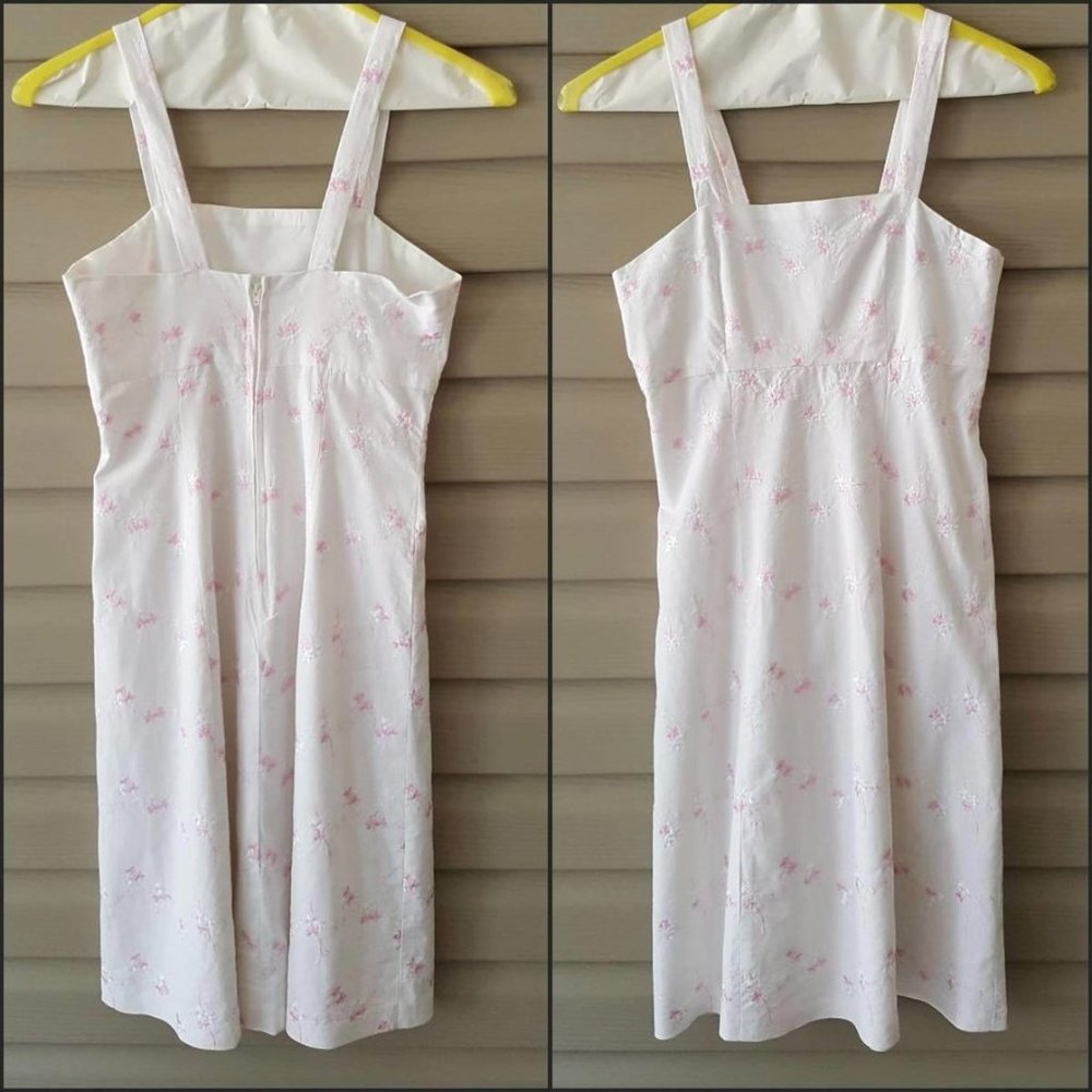 White and pink embroidered floral dress